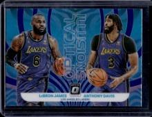 LEBRON JAMES ANTHONY DAVIS 2022-23 PANINI OPTIC OPTICAL ILLUSIONS PURPLE PRIZM