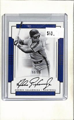 ANDRES GALARRAGA 2017 PANINI NATIONAL TREASURES AUTOGRAPH CARD