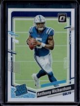ANTHONY RICHARDSON 2023 PANINI OPTIC SILVER ROOKIE CARD