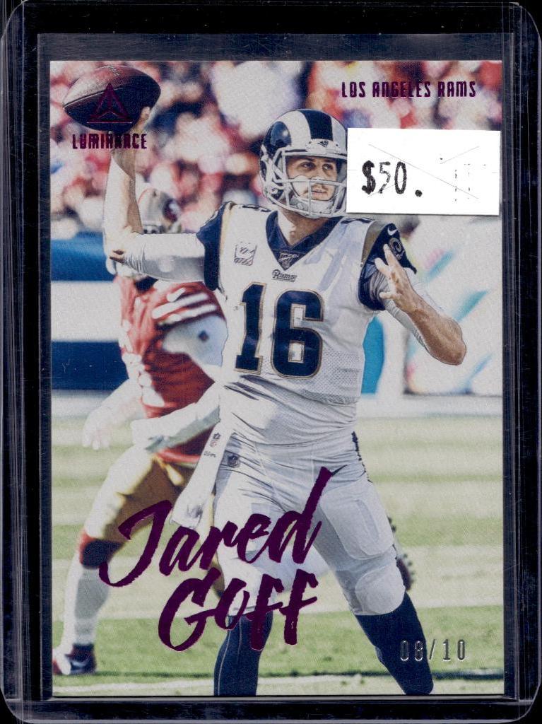 JARED GOFF 2020 PANINI LUMINANCE PURPLE PROOF SSP
