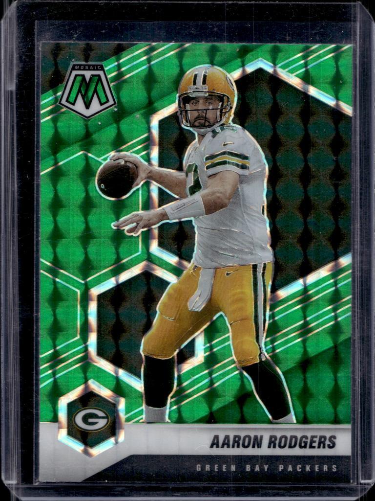 AARON RODGERS 2021 PANINI MOSAIC GREEN PRIZM TEAM COLOR MATCH