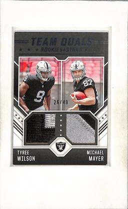 MICHAEL MAYER TYREE WILSON 2023 PANINI ROOKIES & STARS JERSEY PATCH ROOKIE