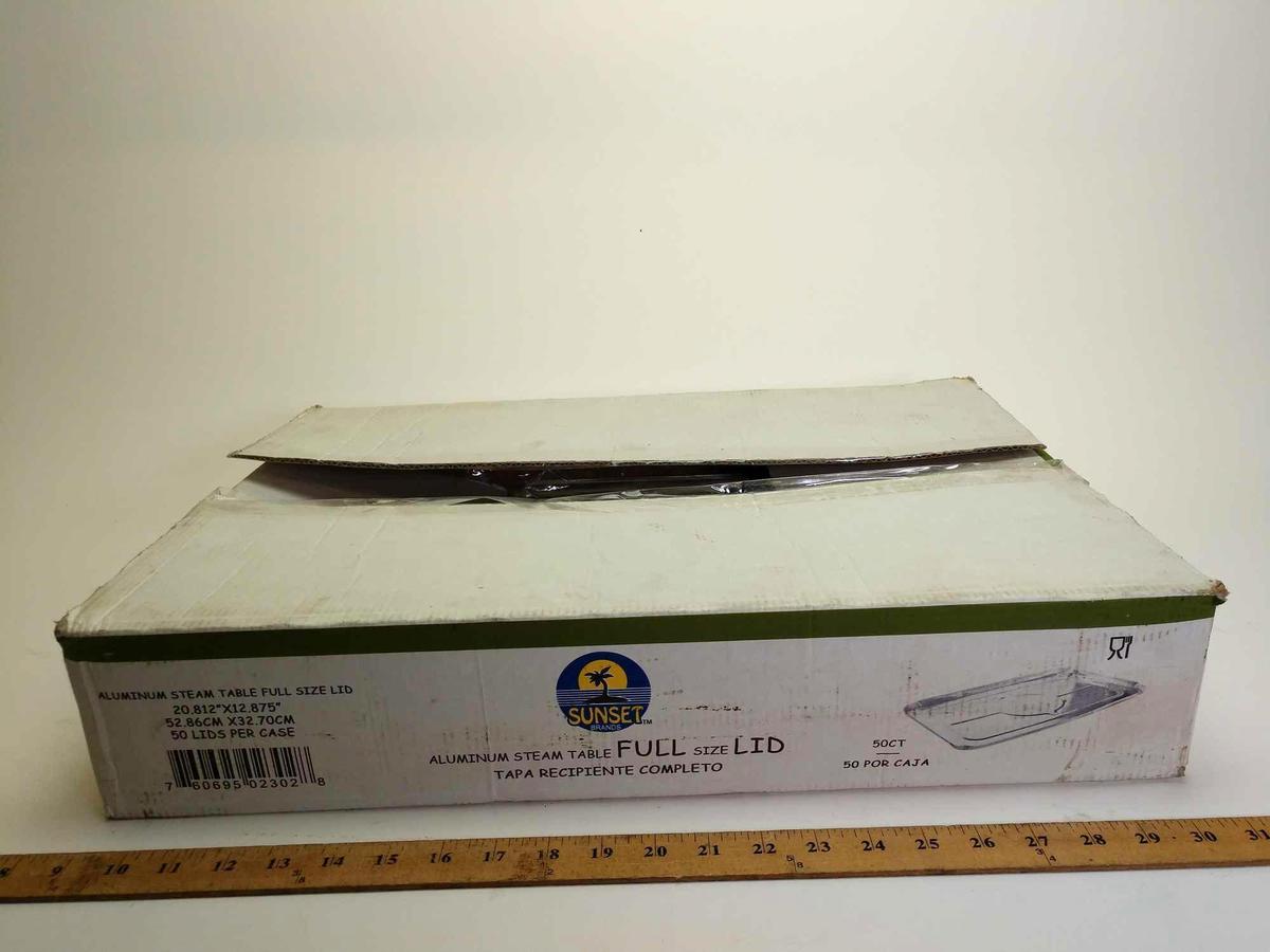 Case of aluminum steam table full size lids