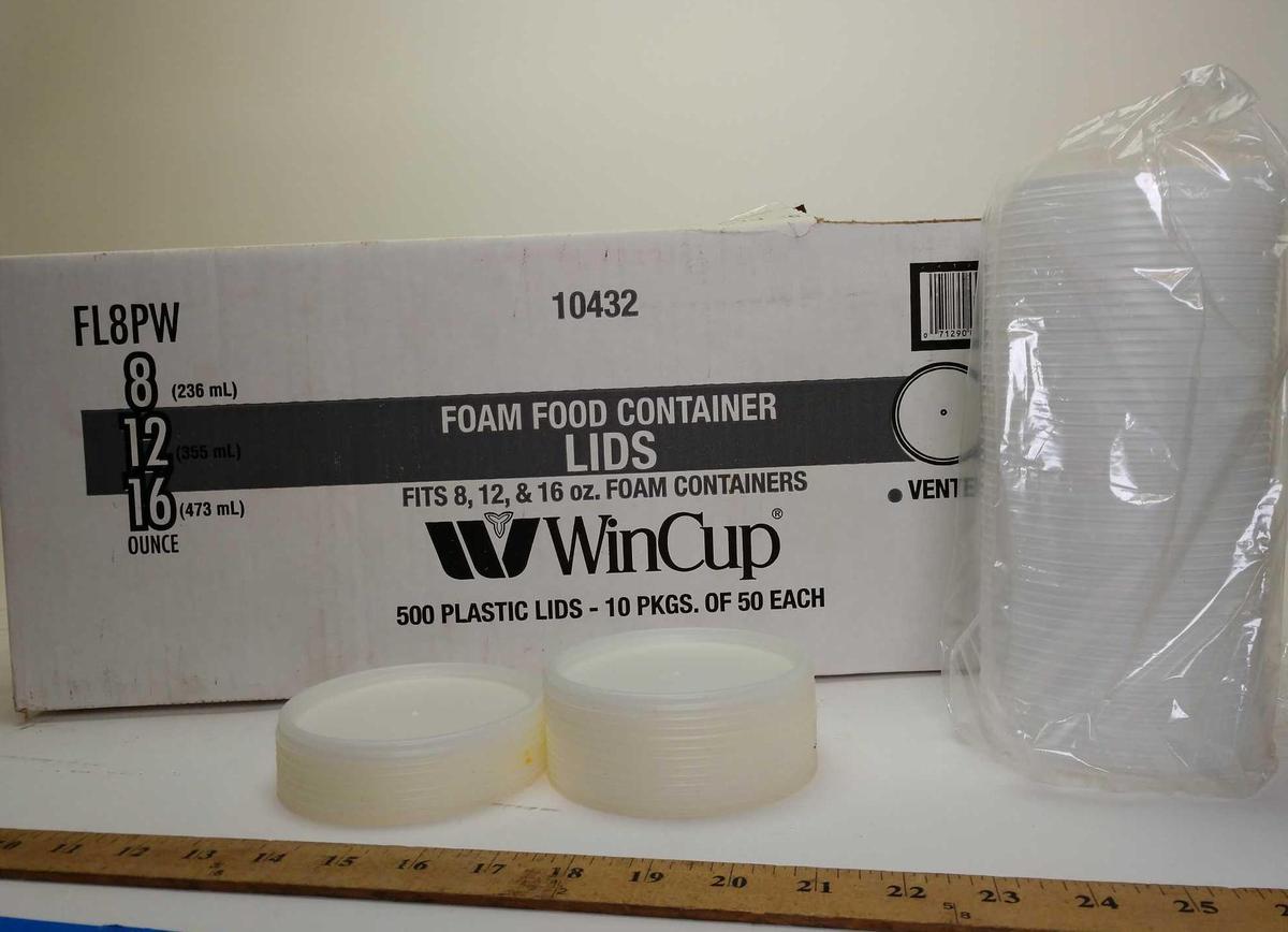 Case of vented foam container lids