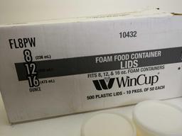 Case of vented foam container lids