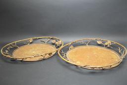 2 Decorative Metal Serving Trays