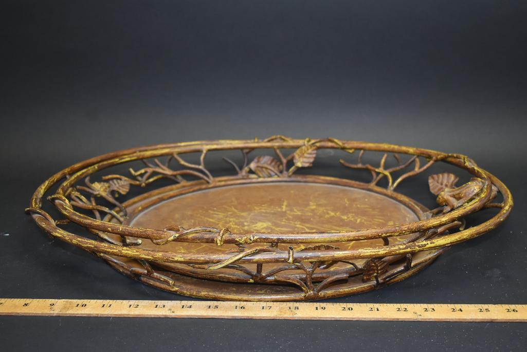 2 Decorative Metal Serving Trays