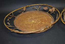 2 Decorative Metal Serving Trays