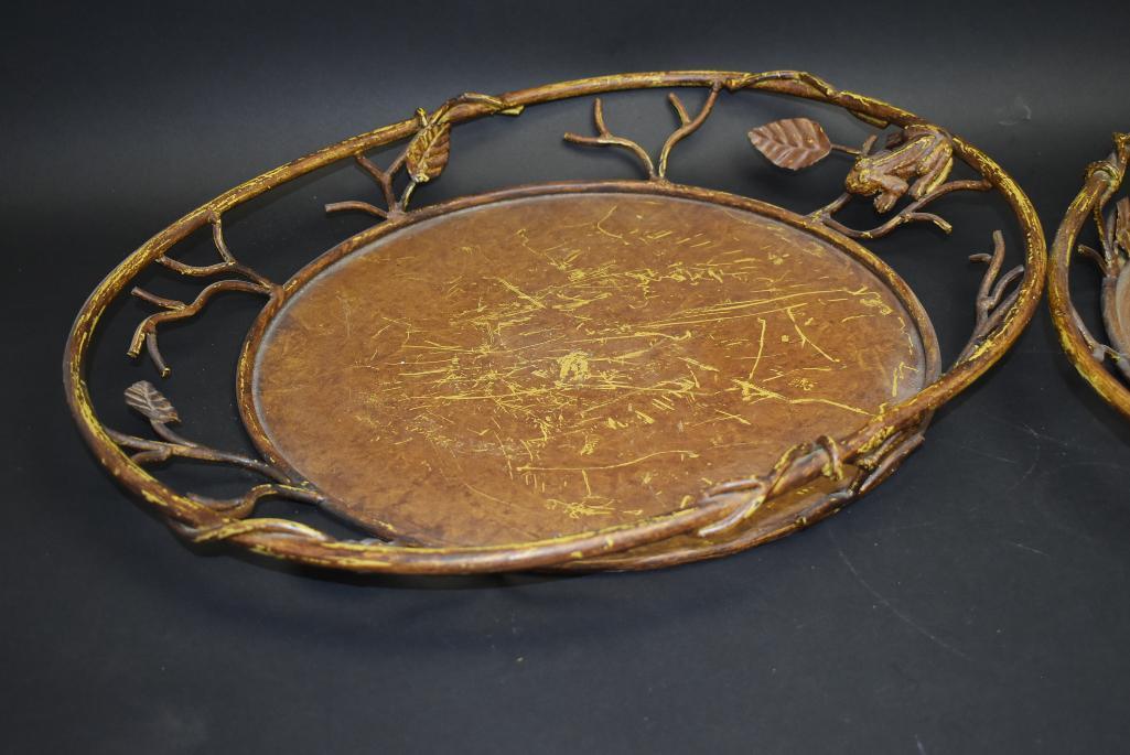 2 Decorative Metal Serving Trays
