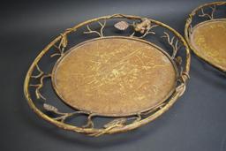 2 Decorative Metal Serving Trays