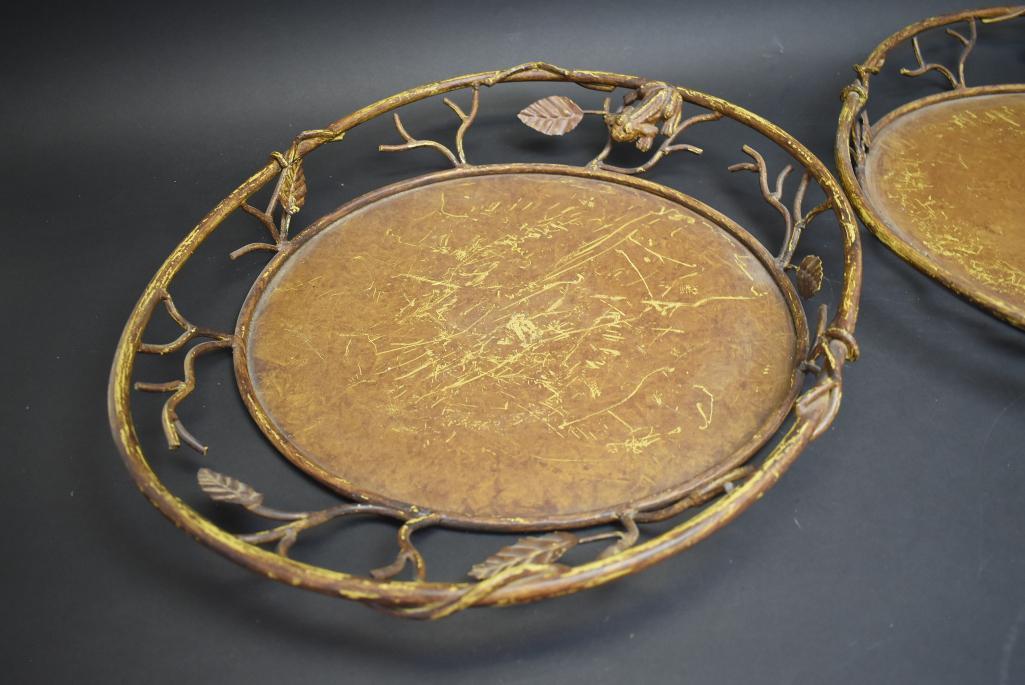 2 Decorative Metal Serving Trays