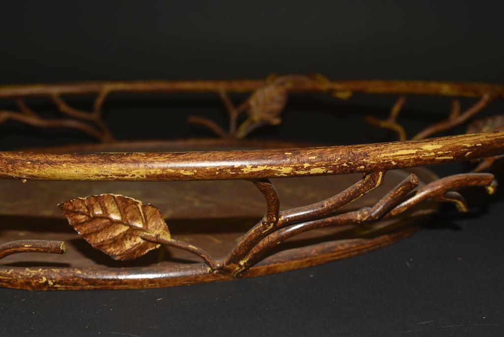 2 Decorative Metal Serving Trays