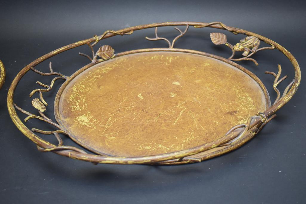 2 Decorative Metal Serving Trays