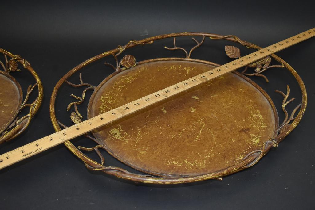 2 Decorative Metal Serving Trays