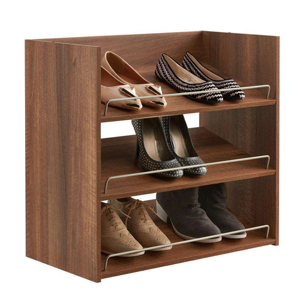 2 Closet Maid Impressions 3-Shelf Shoe Organizers in Walnut