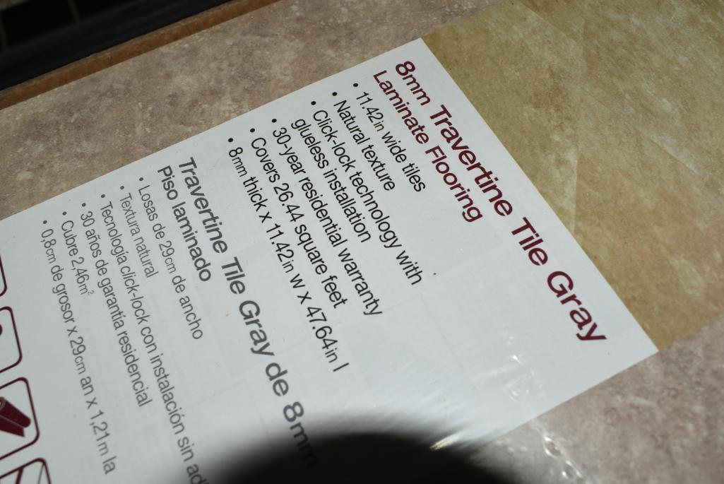 3 Boxes Of Travertine Tile-Grey 8 mm Thick x 11-13/21 in. Wide x 47-5/8 in. Length Laminate Flooring