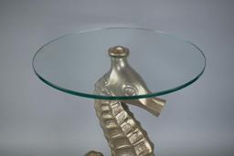 Glass Top Seahorse Accent Table