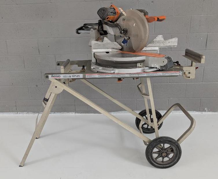 Ridgid Compound Miter Saw With Portable Work Station Cart