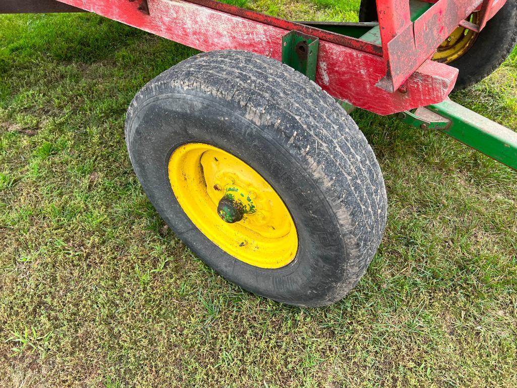 J&M gravity wagon, John Deere 963 4-wheel wagon, wood side extensions, wood lined.