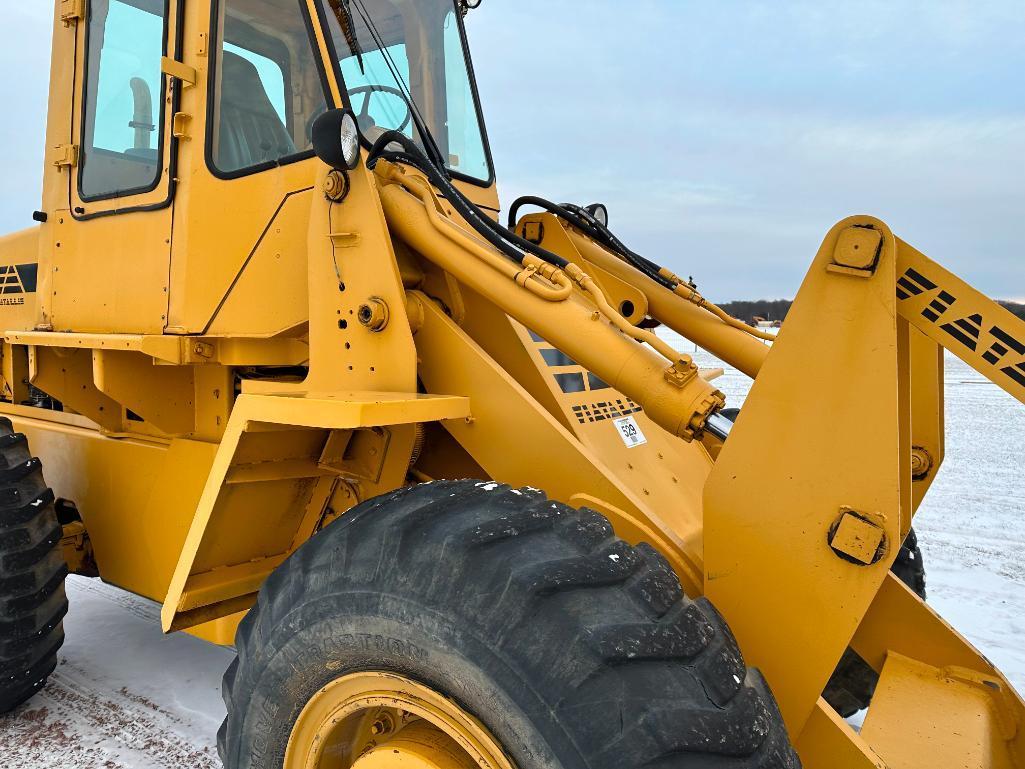 1983 Fiat Allis FR10 wheel loader, cab w/ heat, 17.5x25 tires, 2-spd trans, GP bucket, runs &