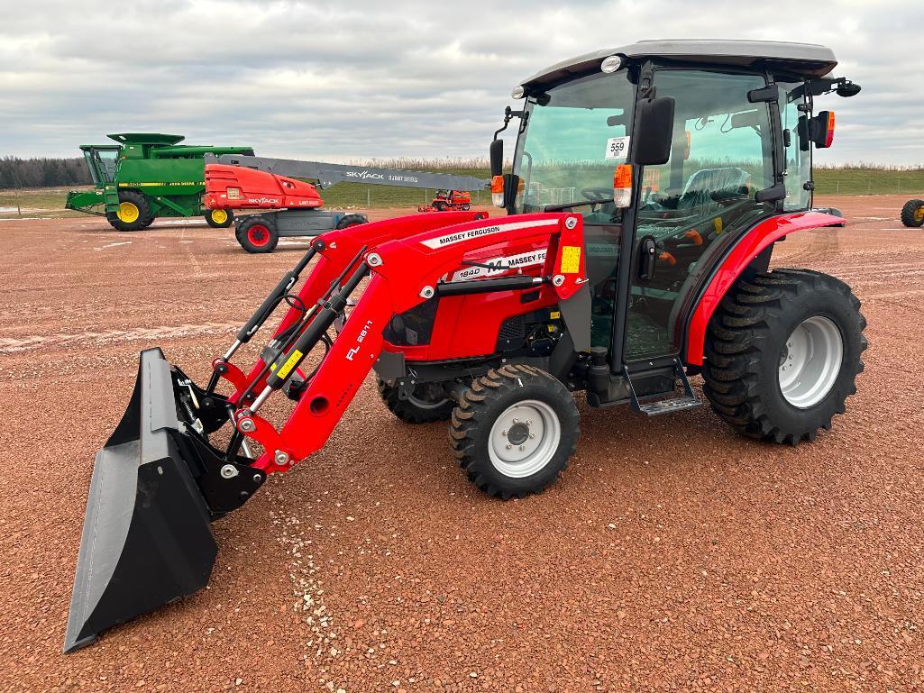 NEW 2021 Massey 1840M compact tractor, cab w/ heat & AC, 4x4, Massey FL2611 loader, shuttle trans,