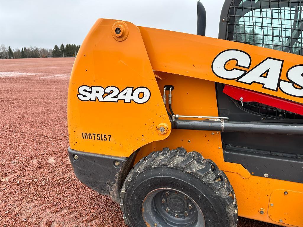 2017 Case SR240 skid steer, cab w/AC, high flow aux hyds, 2-spd, hyd quick coupler, 12-16.5 tires,