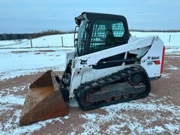 2018 Bobcat T550 track skid steer, cab w/AC, aux hyds, 12 1/2" rubber tracks, Selectable Joystick