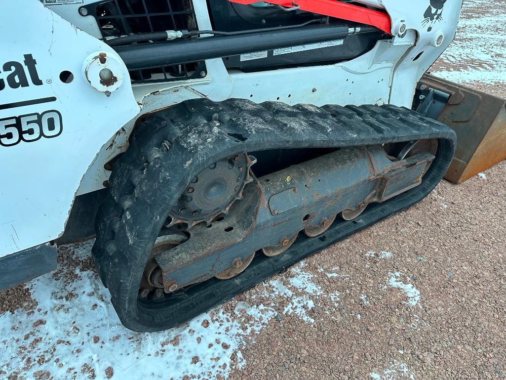 2018 Bobcat T550 track skid steer, cab w/AC, aux hyds, 12 1/2" rubber tracks, Selectable Joystick