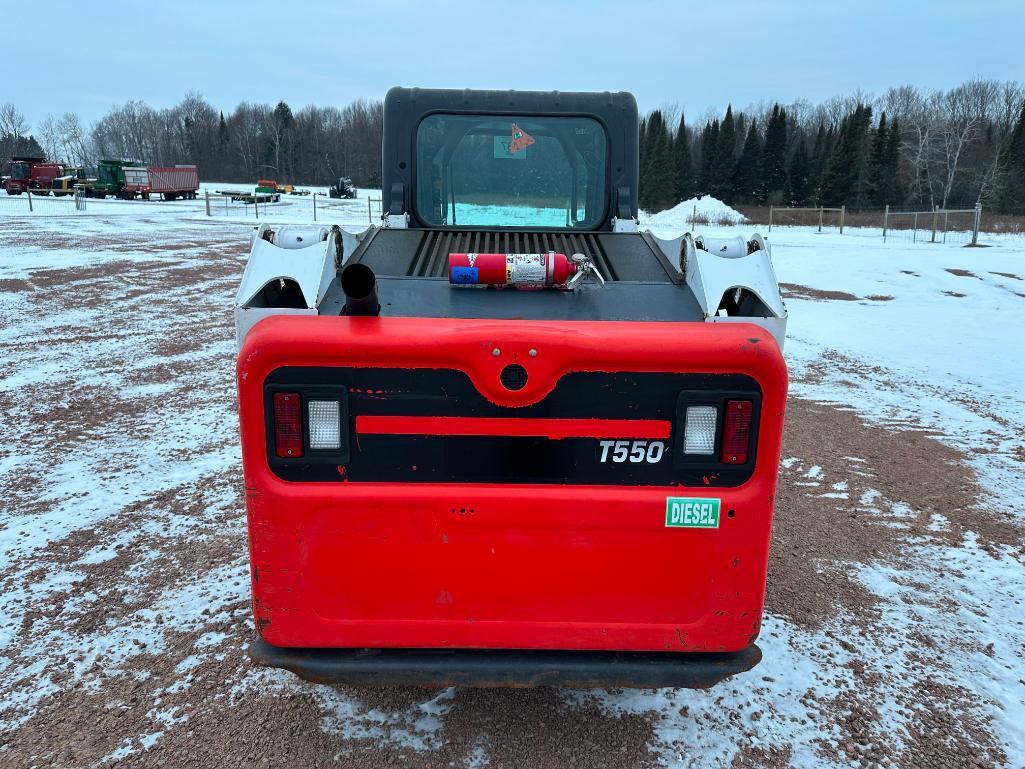 2018 Bobcat T550 track skid steer, cab w/AC, aux hyds, 12 1/2" rubber tracks, Selectable Joystick