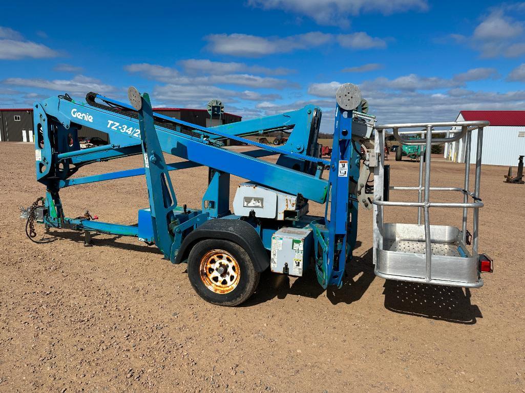 2006 Genie TZ-34/20 electric powered towable boom lift, 34' lift, outriggers, ball hitch,