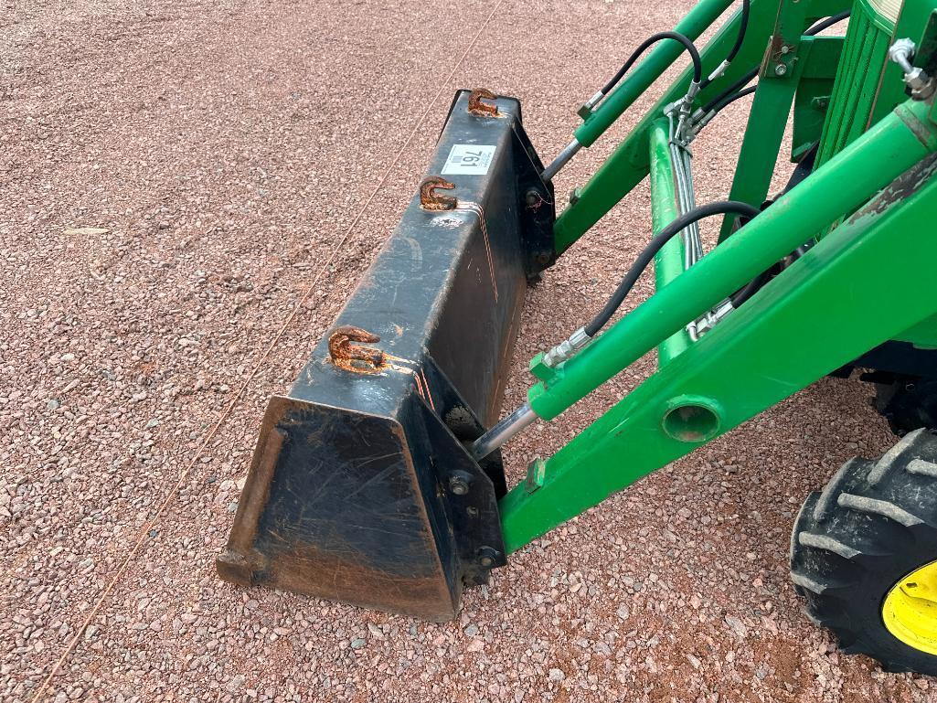 1993 John Deere 755 compact tractor, open station, 4x4, John Deere 70 loader, hydro trans, bar