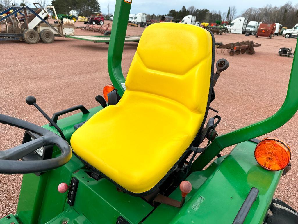 1993 John Deere 755 compact tractor, open station, 4x4, John Deere 70 loader, hydro trans, bar