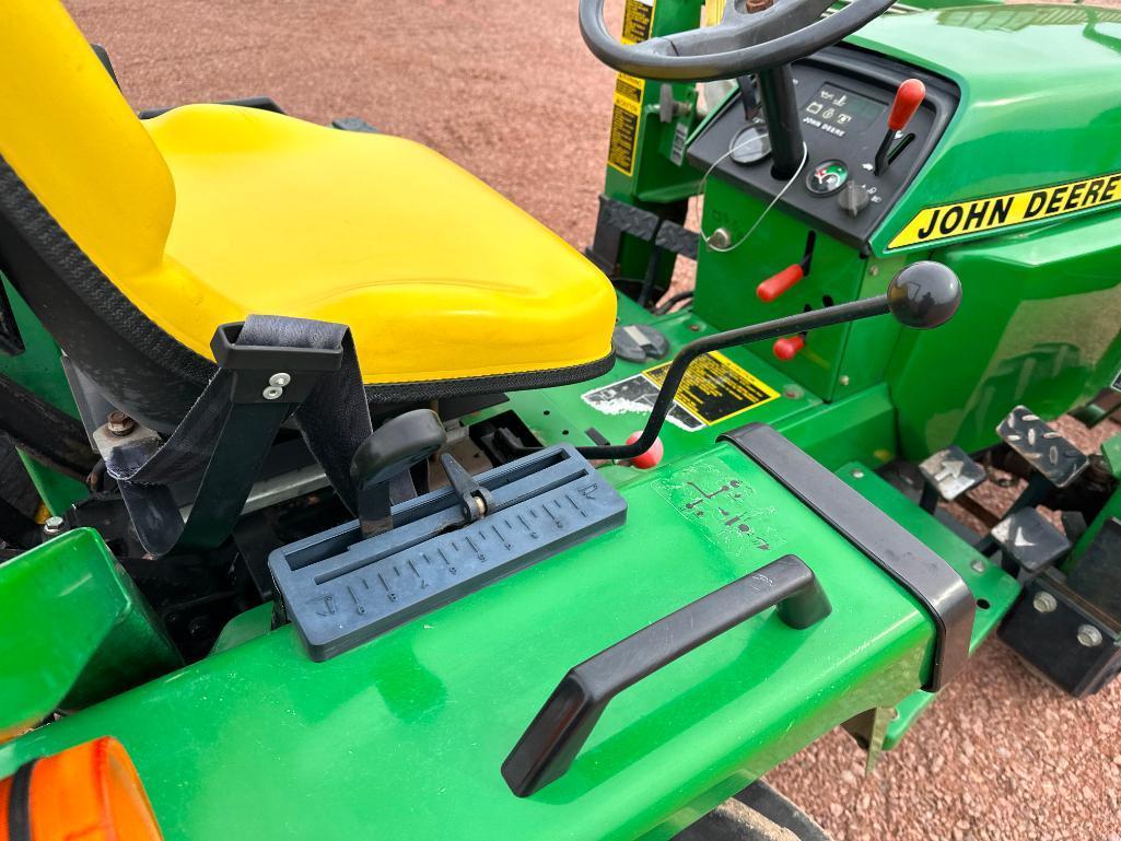 1993 John Deere 755 compact tractor, open station, 4x4, John Deere 70 loader, hydro trans, bar