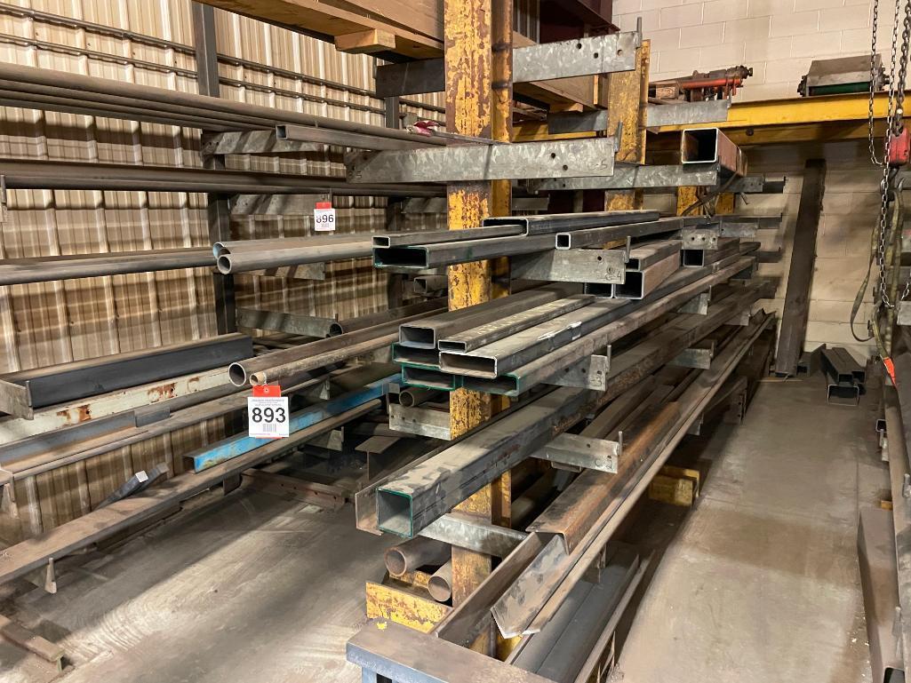 Assorted steel stock; pipe, square tube, rect tube, all in random lengths.