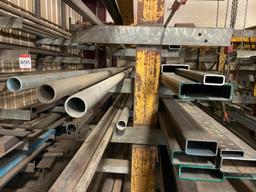 Assorted steel stock; pipe, square tube, rect tube, all in random lengths.