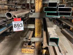 Assorted steel stock; pipe, square tube, rect tube, all in random lengths.