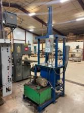Shop built broach press w/ electric/hydraulic power unit; 4 in dia cylinder; 28 in stroke; 28 in x