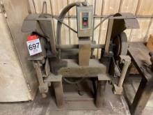 Double end grinder on stand w/ 3PH motor.