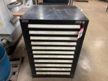 Vidmar 11-drawer tool cabinet w/contents; SAE and metric; flute end mills; finish flute thread