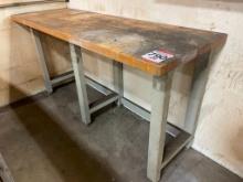 Steel frame table w/ wood top; 24-1/2 in x 72 in.