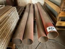 5 - steel pipe bollards; 4 - 7 in x 96 in; 1 - 7 in x 62 in.