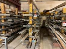 Assorted steel stock; angle, flat, bar, all in random lengths.