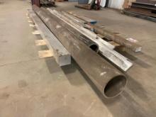 Pallet of heavy duty aluminum stock; square bar, bar, round, pipe.