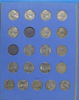 Book Collection Jefferson Nickels 63 Coins total 1939-1983