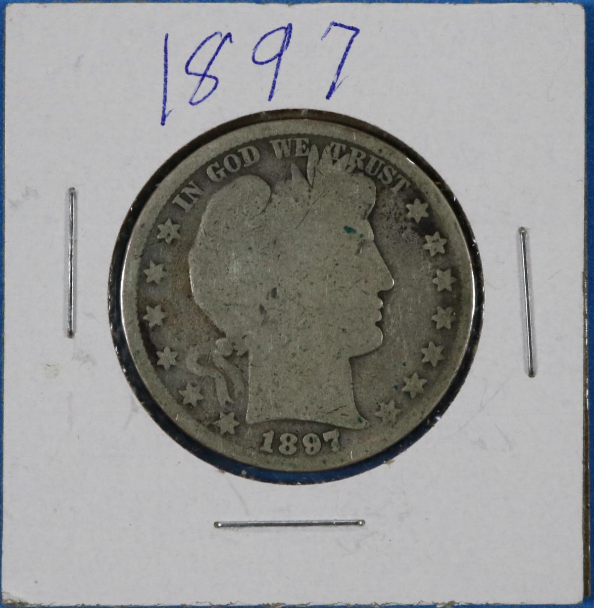 1897 Barber Half Dollar Silver Coin