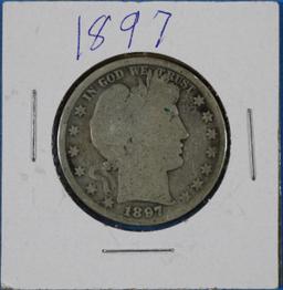 1897 Barber Half Dollar Silver Coin