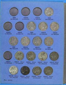 Book Collection of Jefferson Nickels including War Nickels - 51 Coins