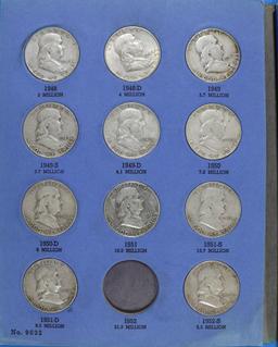 Book Collection of Franklin Silver Half Dollars - 24 Coins total