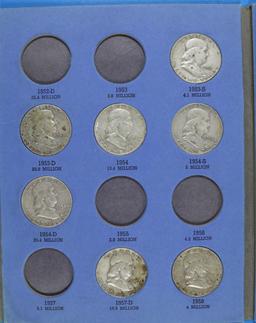 Book Collection of Franklin Silver Half Dollars - 24 Coins total