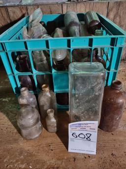 crate of Antique bottles
